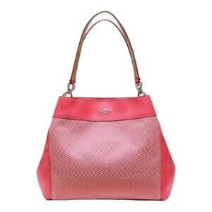 Coach F57540 Legacy Jacquard Lexy Shoulder Bag Milk Bright Pink‎